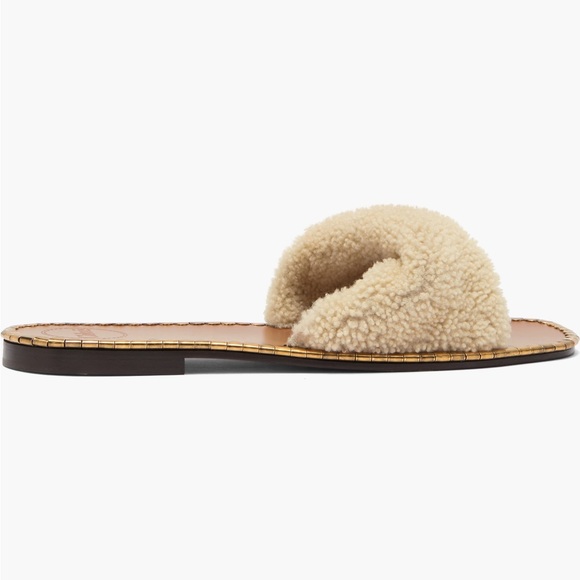 Chloe idol faux shearling slide sandal, NEW - Picture 5 of 17